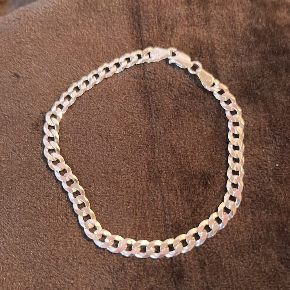 7.5 inch 5 mm 925 Italian sterling silver Cuban bracelet - Picture 8 of 11
